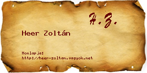 Heer Zoltán névjegykártya